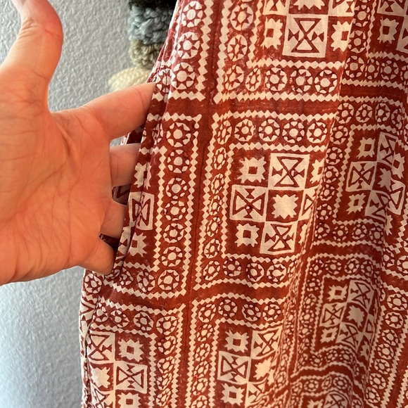 CLEOBELLA Joely Midi Dress Organic Cotton Southwestern Boho Print Rust Copper M - Picture 8 of 13